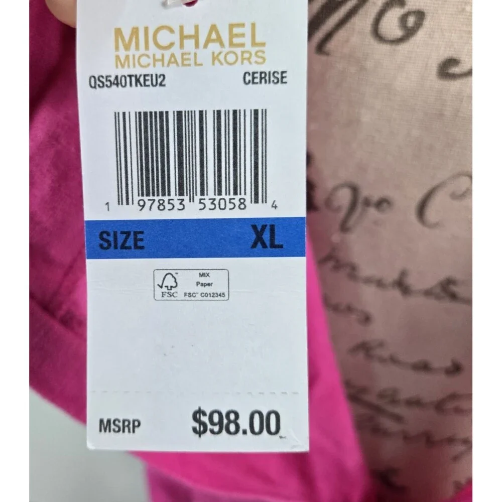 Michael Kors Women's Size‎ XL Pink Drawstring Front Blouse NWT